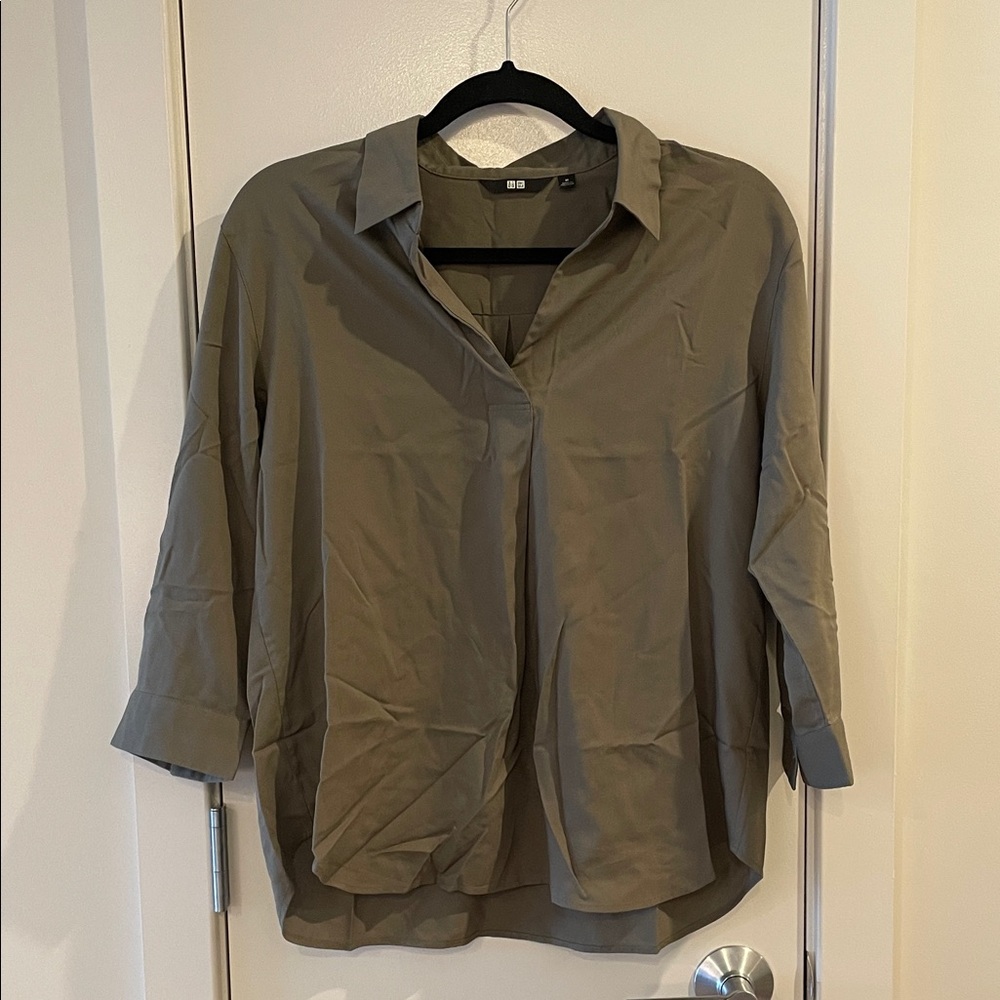 Uniqlo Olive Button Down Shirt